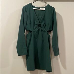 Lush Green Cut-Out Tie Front Sheath Dress